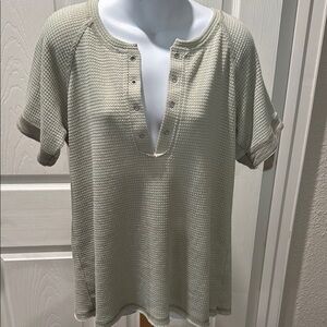 Casual Waffle Knit Henley Shirt